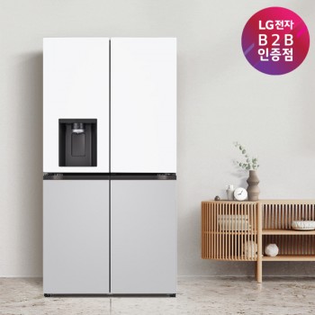 [LG전자]DIOS 오브제컬렉션 얼음정수기 냉장고 매직스페이스 화이트+그레이 J824MHR11-B